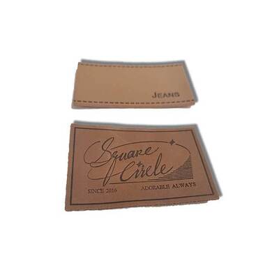 Custom Brand Logo Heat Press Real Genuine Pu Fake Leather Self Adhesive Patch Jeans Oeko Tex for Furniture