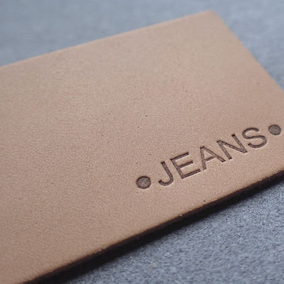Hot Stamping Straight Cut Embossed Leather Patches For Jeans
