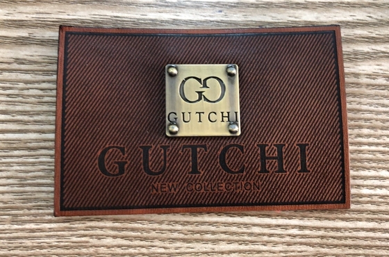 Eco Friendly custom leather patches Shiny Metal Logo For Cowboy Clothing