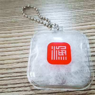 Down Jacket Feather PVC Hang Tag With Metal Copper Ball Chain