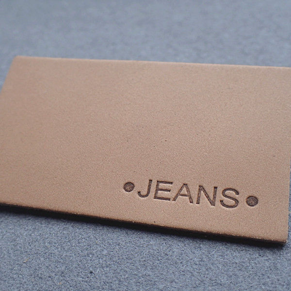 Hot Stamping Straight Cut Embossed Leather Patches For Jeans
